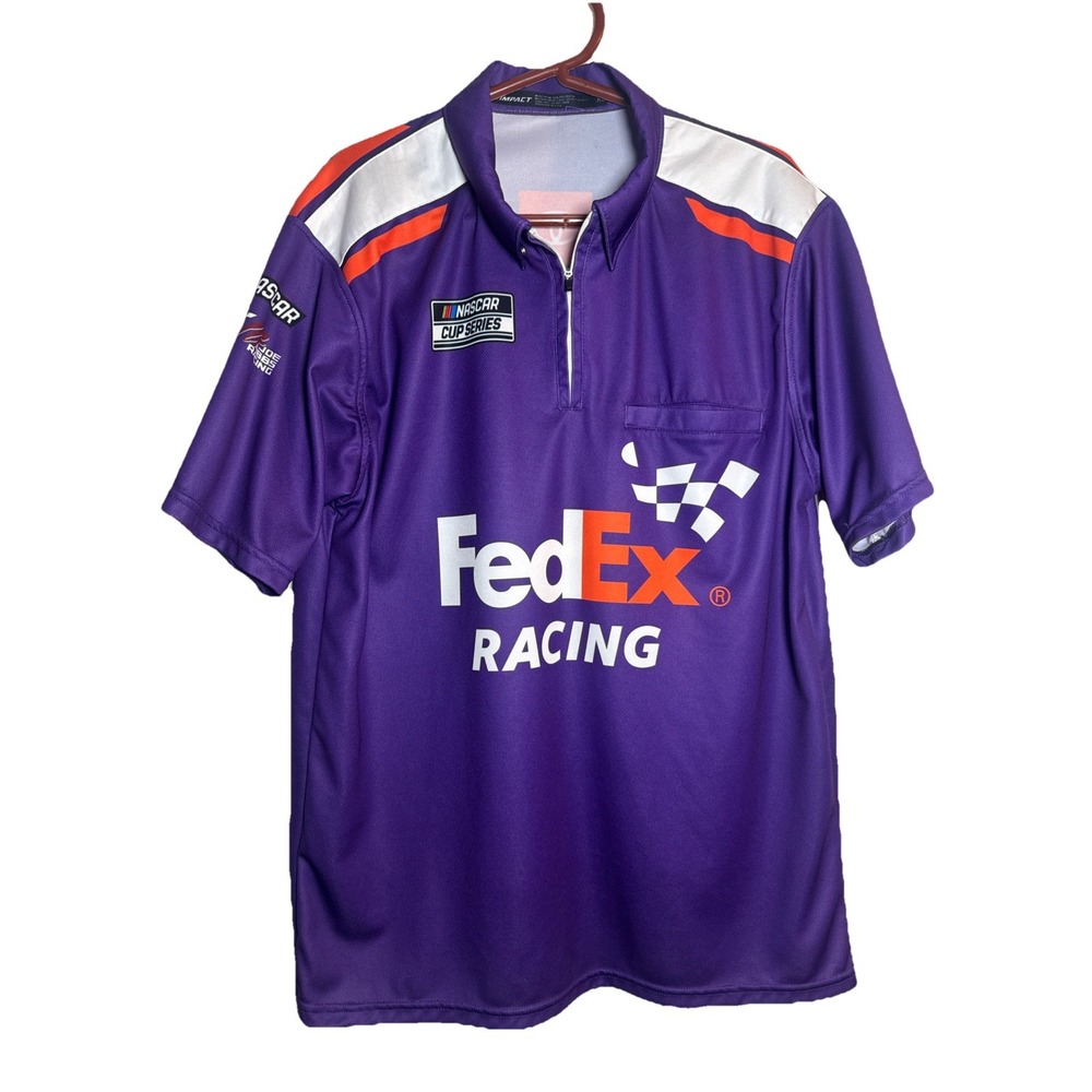 FedEx Racing Polo‎ Shirt XL Purple NASCAR Joe Gibbs Impact USA Made